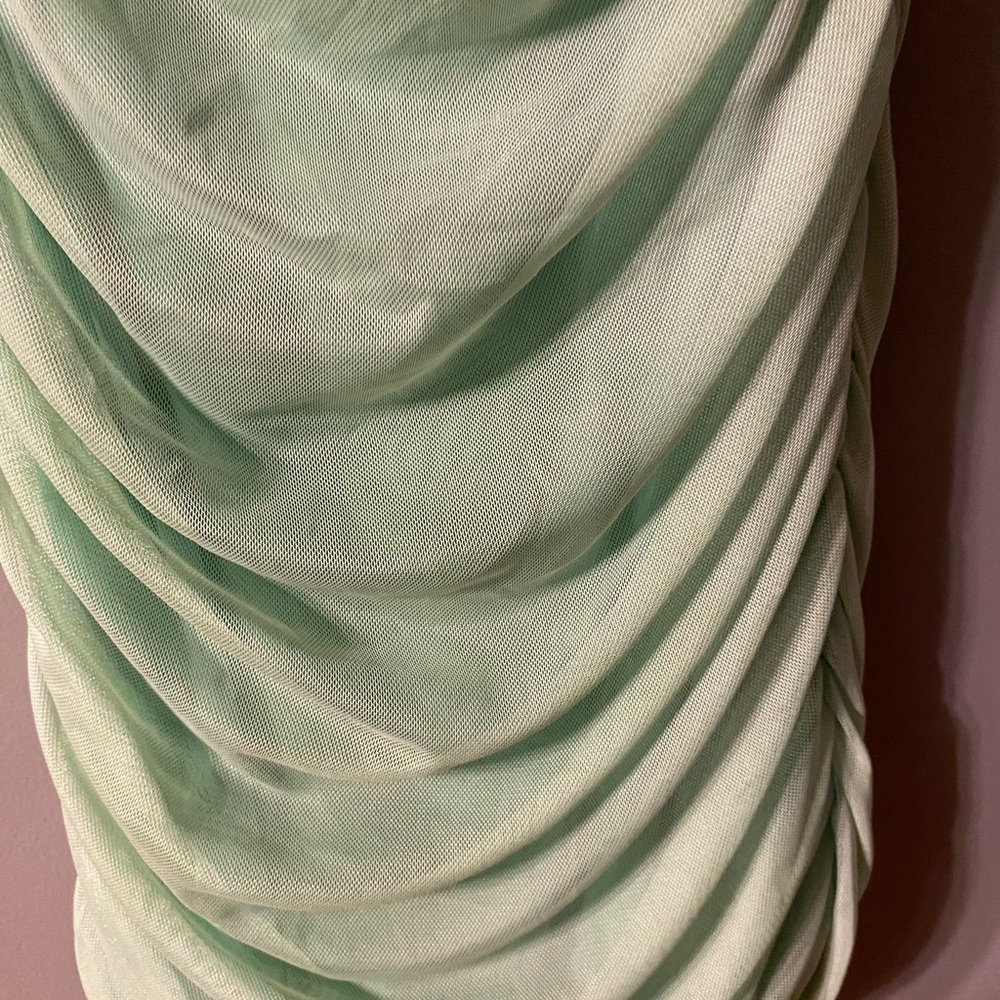 NWT Zara dress us med Green Party/cocktail mesh overlay NWT made in Romania - Picture 5 of 15